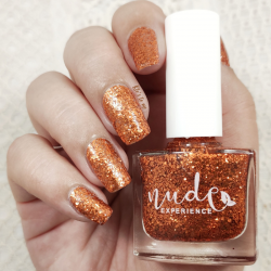 Swatch ongles paillettes orange