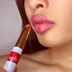 Swatch of pink lipstick